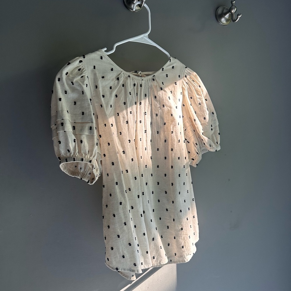 Madewell xs Polka Dot Puff Sleeve Blouse